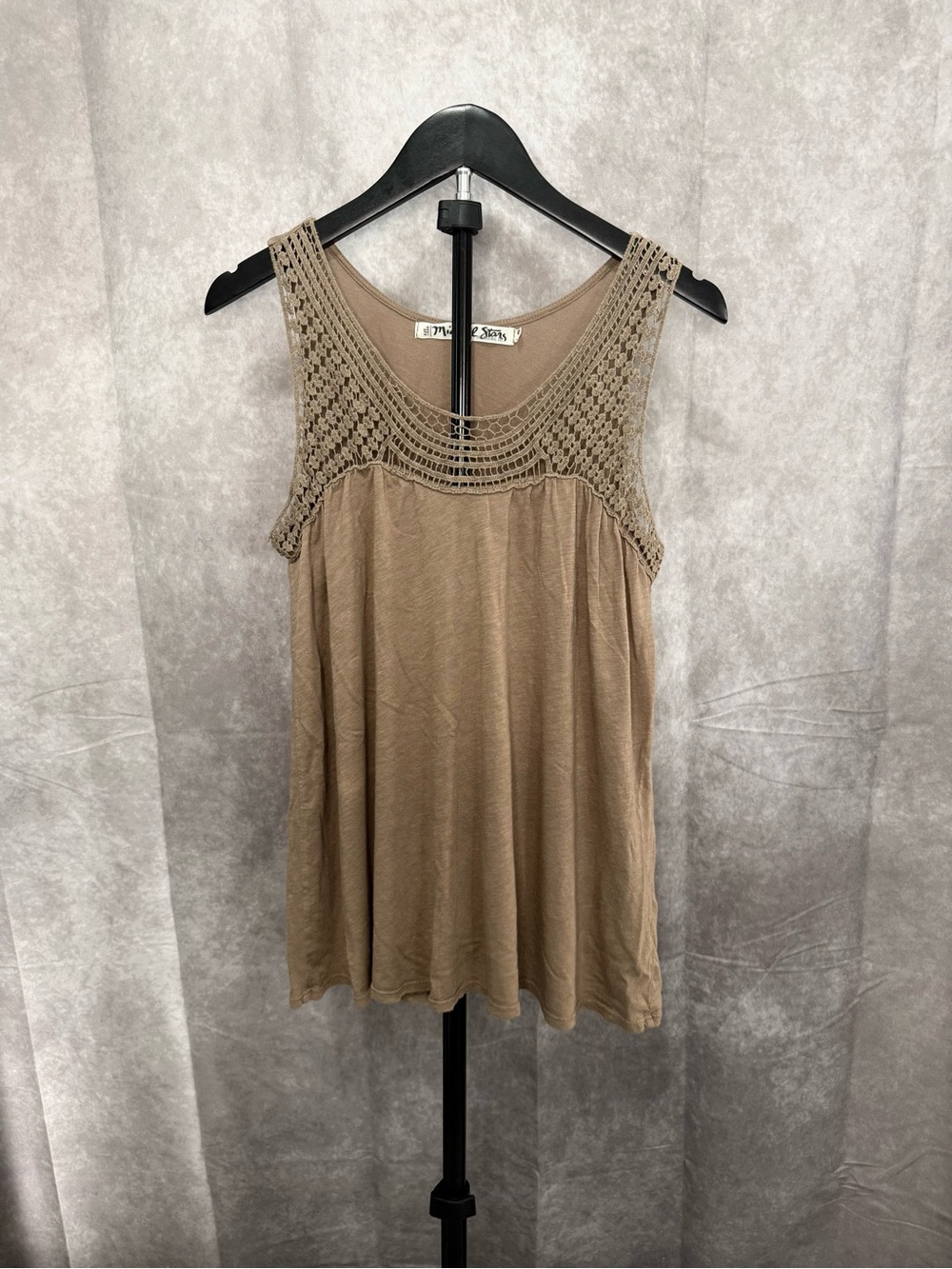 Michael Stars Beige Crochet-Yoke Tank